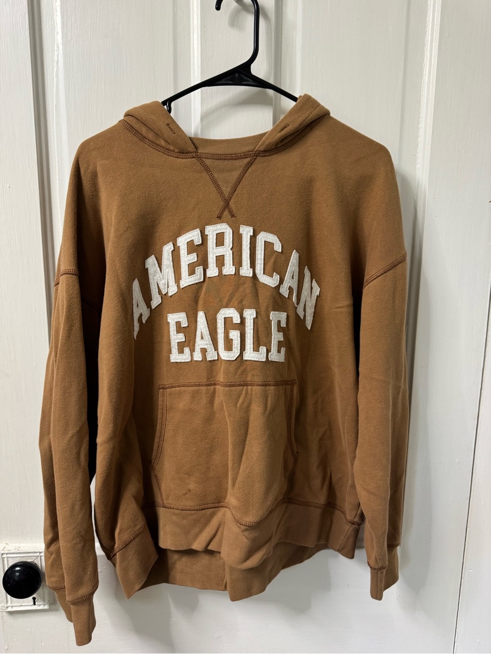 American Eagle Outfitters Brown Hoodie with White Logo